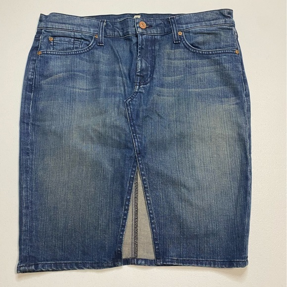 7 For‎ All Mankind Denim Skirt Cotton/Spandex Size 32” Waist - Picture 1 of 7